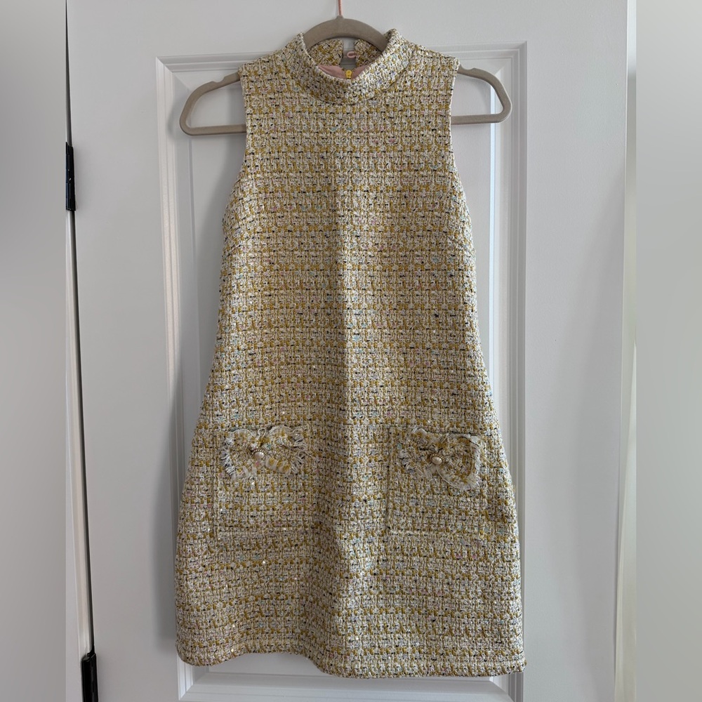 Sleeveless Tweed Dress with Pockets